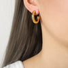Wholesale Geometric Glossy Design Gold Plated Titanium Steel C Type Unisex Earrings