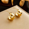 Wholesale Geometric Glossy Hollow Crescent Titanium Steel Earrings With Electroplating Unisex Cold Style Jewelry
