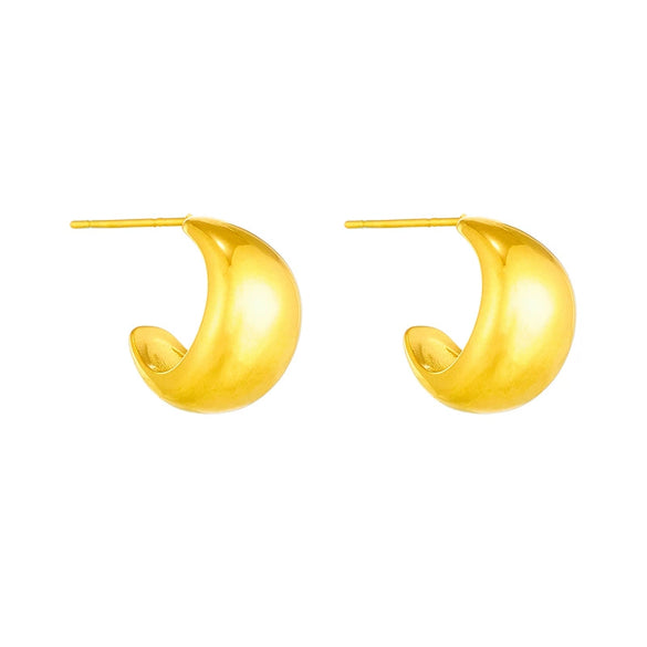 Wholesale Geometric Glossy Hollow Crescent Titanium Steel Earrings With Electroplating Unisex Cold Style Jewelry
