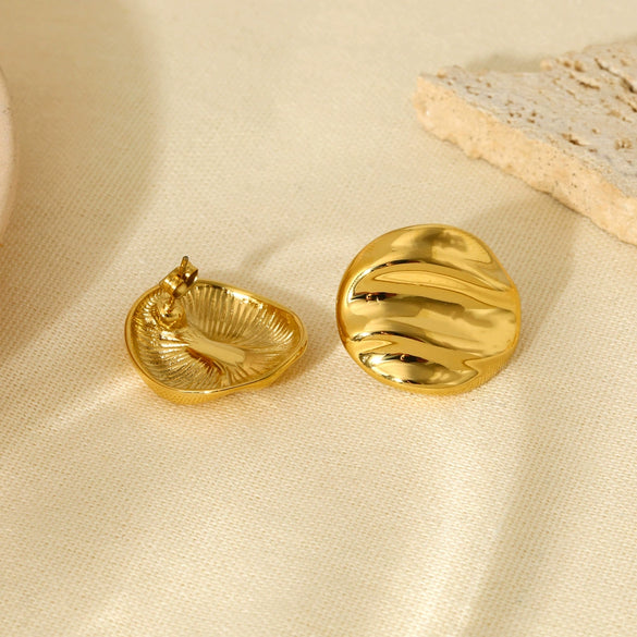 Wholesale Geometric Gold Electroplated 316L Stainless Steel Irregular Gloss Stud Earrings For Women
