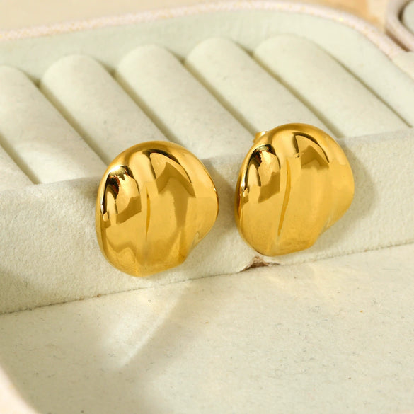 Wholesale Geometric Gold Electroplated 316L Stainless Steel Irregular Gloss Stud Earrings For Women