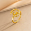 Wholesale Geometric Gold Plated Copper Sun And Moon Adjustable Open Zircon Ring For Women