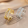 Wholesale Geometric Gold Plated Environmentally Friendly Copper Ring With Zirconia Chain For Women
