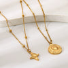 Wholesale Geometric Gold Plated Stainless Steel Bead Chain Necklace Pendant For Women