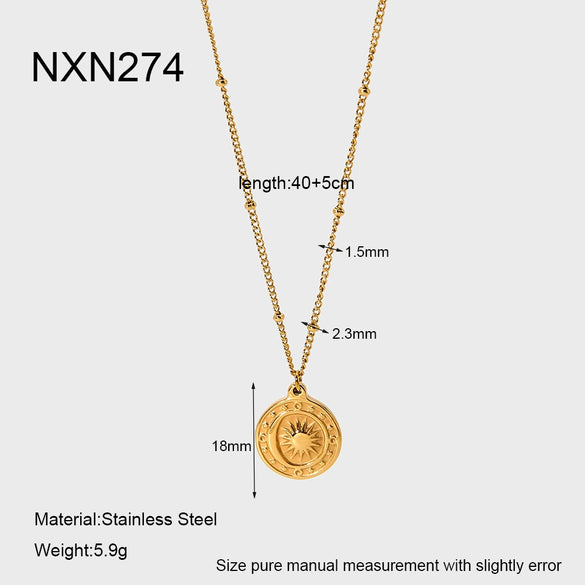Wholesale Geometric Gold Plated Stainless Steel Bead Chain Necklace Pendant For Women