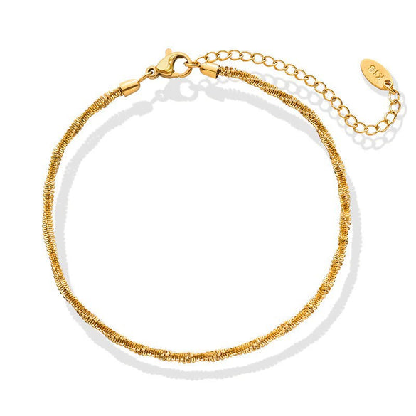 Wholesale Geometric Gold Plated Titanium Steel Cauliflower Chain Anklet Jewelry
