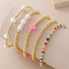 Wholesale Geometric Goldplated Copper Handmade Beaded Bracelet Set Unisex