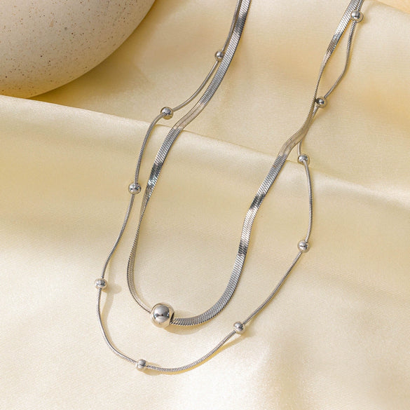 Wholesale Geometric Goldplated Snake Bone Chain Titanium Steel Jewelry Stacking Necklace For Women
