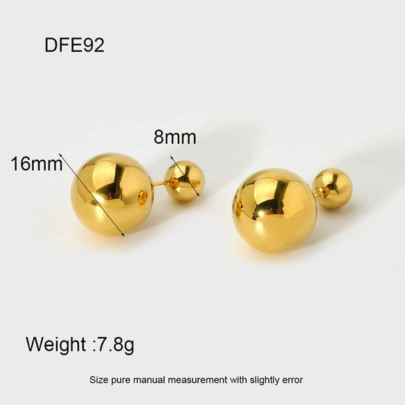 Wholesale Geometric Goldplated Stainless Steel Double Ball Earrings For Women