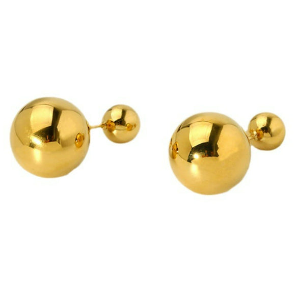 Wholesale Geometric Goldplated Stainless Steel Double Ball Earrings For Women