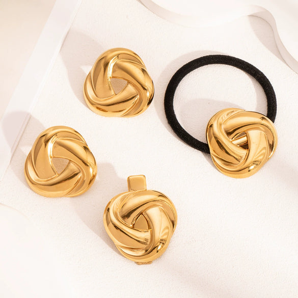 Wholesale Geometric Hair Accessories And Earrings For Women Simple Style Stainless Steel With Insect Ladybug Pattern Pvd Furnace Vacuum Real Gold Plated