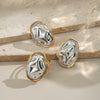 Wholesale Geometric Hammer Pattern Stainless Steel Earrings And Ring Set For Women With Electroplating Finish