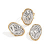 Wholesale Geometric Hammer Pattern Stainless Steel Earrings And Ring Set For Women With Electroplating Finish