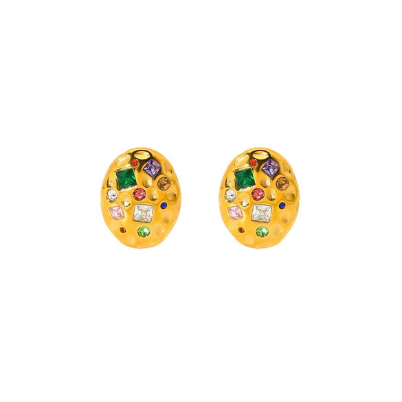 Wholesale Geometric Hammered 18K Gold Plated Stainless Steel Earrings For Women