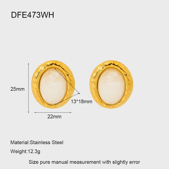 Wholesale Geometric Hammered 18K Gold Plated Stainless Steel Earrings For Women