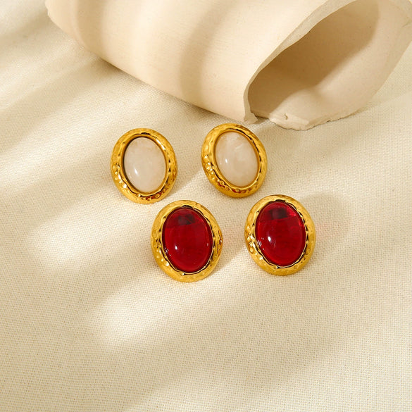 Wholesale Geometric Hammered 18K Gold Plated Stainless Steel Earrings For Women