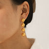 Wholesale Geometric Hammered Pattern 18K Gold Electroplated Stainless Steel Tassel Earrings For Women