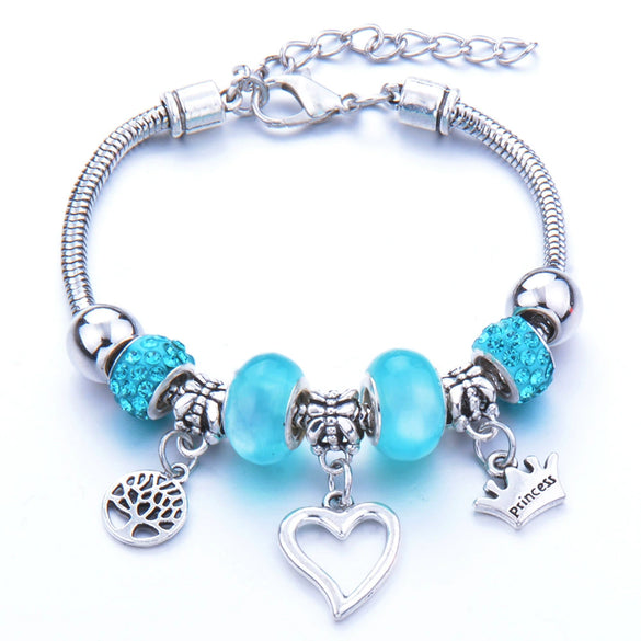 Wholesale Geometric Handmade Alloy Beaded Bracelet With Crown Pendant And Lobster Buckle For Couples
