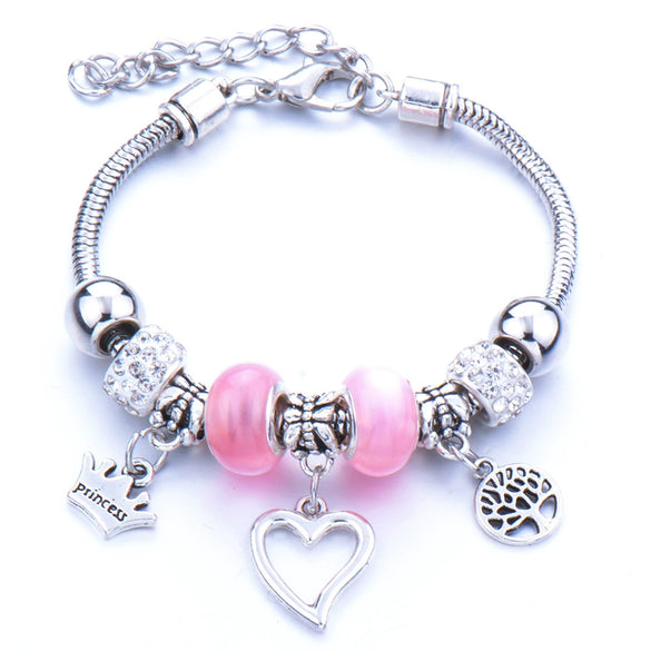 Wholesale Geometric Handmade Alloy Beaded Bracelet With Crown Pendant And Lobster Buckle For Couples