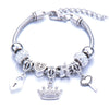 Wholesale Geometric Handmade Alloy Beaded Bracelet With Crown Pendant And Lobster Buckle For Couples