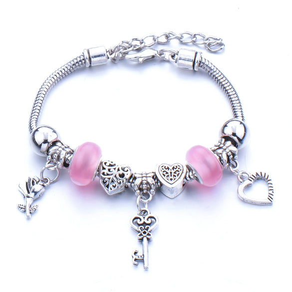 Wholesale Geometric Handmade Alloy Beaded Bracelet With Crown Pendant And Lobster Buckle For Couples