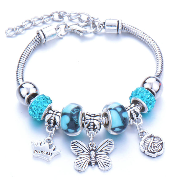Wholesale Geometric Handmade Alloy Beaded Bracelet With Crown Pendant And Lobster Buckle For Couples