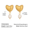Wholesale Geometric Heart Freshwater Pearl Pendant Stainless Steel 18K Gold Electroplated Earrings For Women