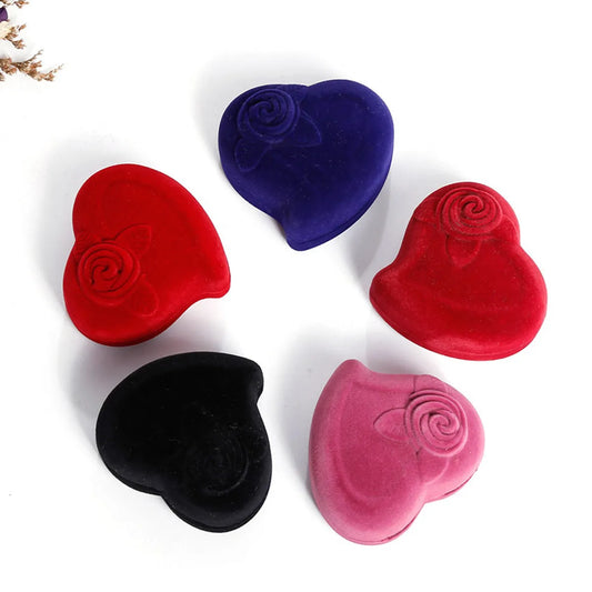 Wholesale Geometric Heart Shaped Flower Jewelry Packaging Velvet Box