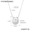 Wholesale Geometric Heart Shaped Imitation Pearl Pendant Necklace In Light Luxury Style Titanium Steel With 18K Gold Plated