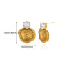 Wholesale Geometric Heart Shaped Zircon Pearl Earrings Gold Plated Stainless Steel Unisex