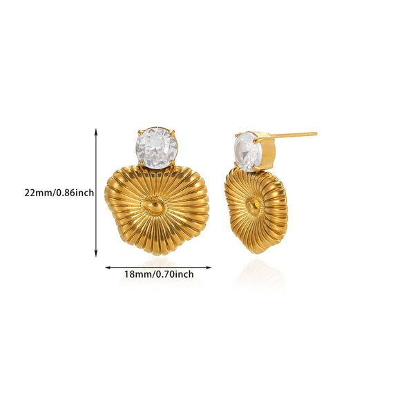Wholesale Geometric Heart Shaped Zircon Pearl Earrings Gold Plated Stainless Steel Unisex