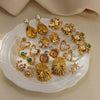 Wholesale Geometric Heart Shaped Zircon Pearl Earrings Gold Plated Stainless Steel Unisex