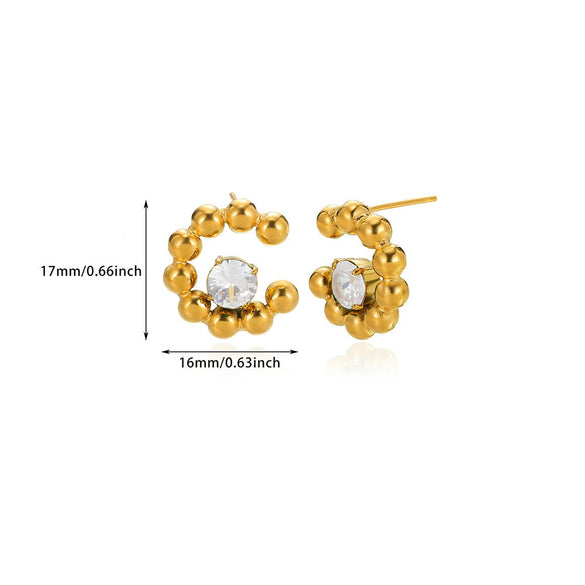 Wholesale Geometric Heart Shaped Zircon Pearl Earrings Gold Plated Stainless Steel Unisex