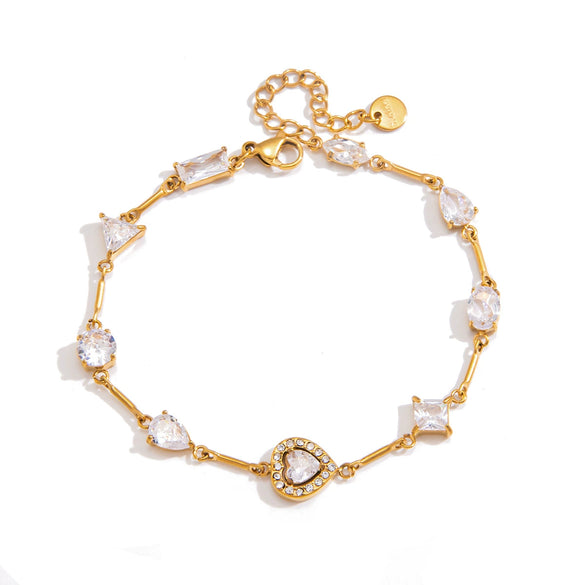 Wholesale Geometric Heartshaped Electroplated Titanium Steel And Stainless Steel Bracelet For Women