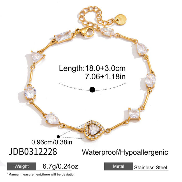 Wholesale Geometric Heartshaped Electroplated Titanium Steel And Stainless Steel Bracelet For Women