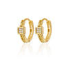 Wholesale Geometric Heartshaped Hollow Earrings Stainless Steel Inlaid With Colored Zircon Gold Edge Button Style Unisex Electroplated