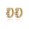 Wholesale Geometric Heartshaped Hollow Earrings Stainless Steel Inlaid With Colored Zircon Gold Edge Button Style Unisex Electroplated