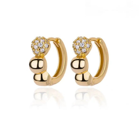 Wholesale Geometric Heartshaped Hollow Earrings Stainless Steel Inlaid With Colored Zircon Gold Edge Button Style Unisex Electroplated