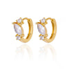 Wholesale Geometric Heartshaped Hollow Earrings Stainless Steel Inlaid With Colored Zircon Gold Edge Button Style Unisex Electroplated