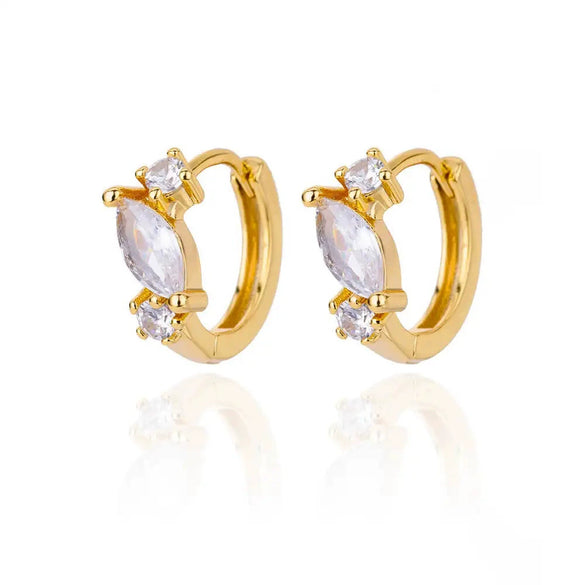 Wholesale Geometric Heartshaped Hollow Earrings Stainless Steel Inlaid With Colored Zircon Gold Edge Button Style Unisex Electroplated