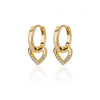 Wholesale Geometric Heartshaped Hollow Earrings Stainless Steel Inlaid With Colored Zircon Gold Edge Button Style Unisex Electroplated