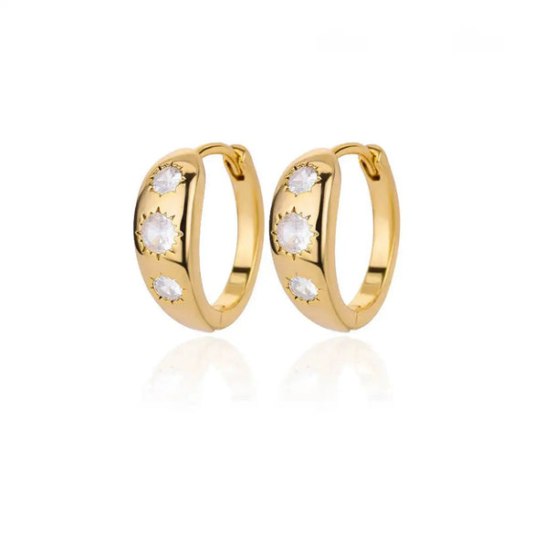 Wholesale Geometric Heartshaped Hollow Earrings Stainless Steel Inlaid With Colored Zircon Gold Edge Button Style Unisex Electroplated