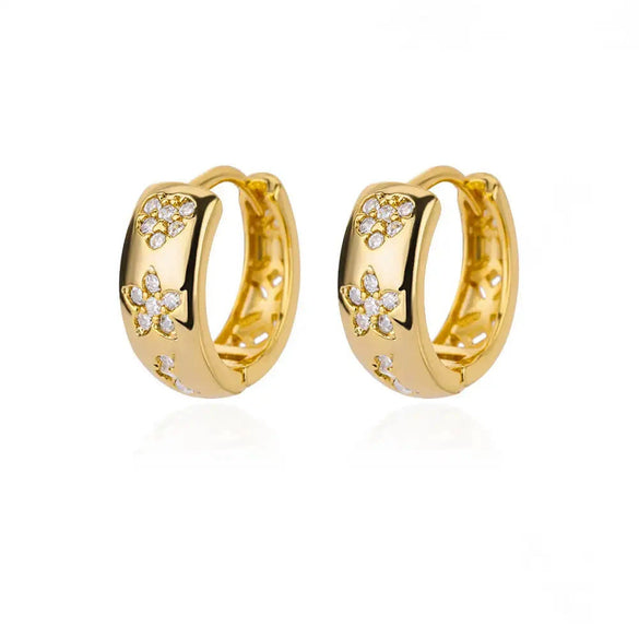 Wholesale Geometric Heartshaped Hollow Earrings Stainless Steel Inlaid With Colored Zircon Gold Edge Button Style Unisex Electroplated