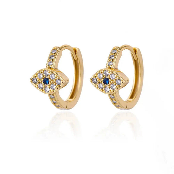 Wholesale Geometric Heartshaped Hollow Earrings Stainless Steel Inlaid With Colored Zircon Gold Edge Button Style Unisex Electroplated