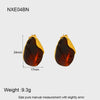 Wholesale Geometric Heartshaped 18K Gold Plated Stainless Steel Amber Resin Earrings For Women