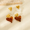 Wholesale Geometric Heartshaped 18K Gold Plated Stainless Steel Amber Resin Earrings For Women