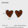 Wholesale Geometric Heartshaped 18K Gold Plated Stainless Steel Amber Resin Earrings For Women
