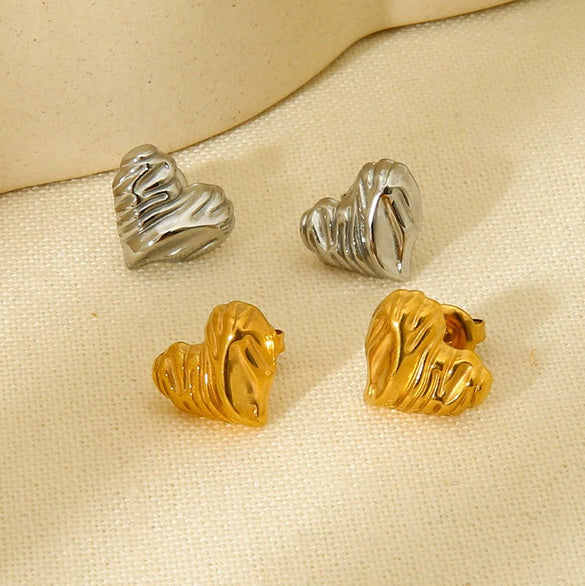 Wholesale Geometric Heartshaped 18K Gold Plated Stainless Steel Earrings For Women