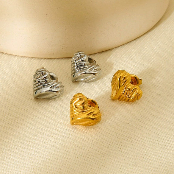 Wholesale Geometric Heartshaped 18K Gold Plated Stainless Steel Earrings For Women