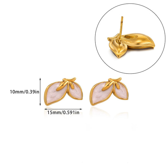 Wholesale Geometric Heartshaped Oil Dripping Bow Electroplated Stainless Steel And Gold Earrings For Unisex